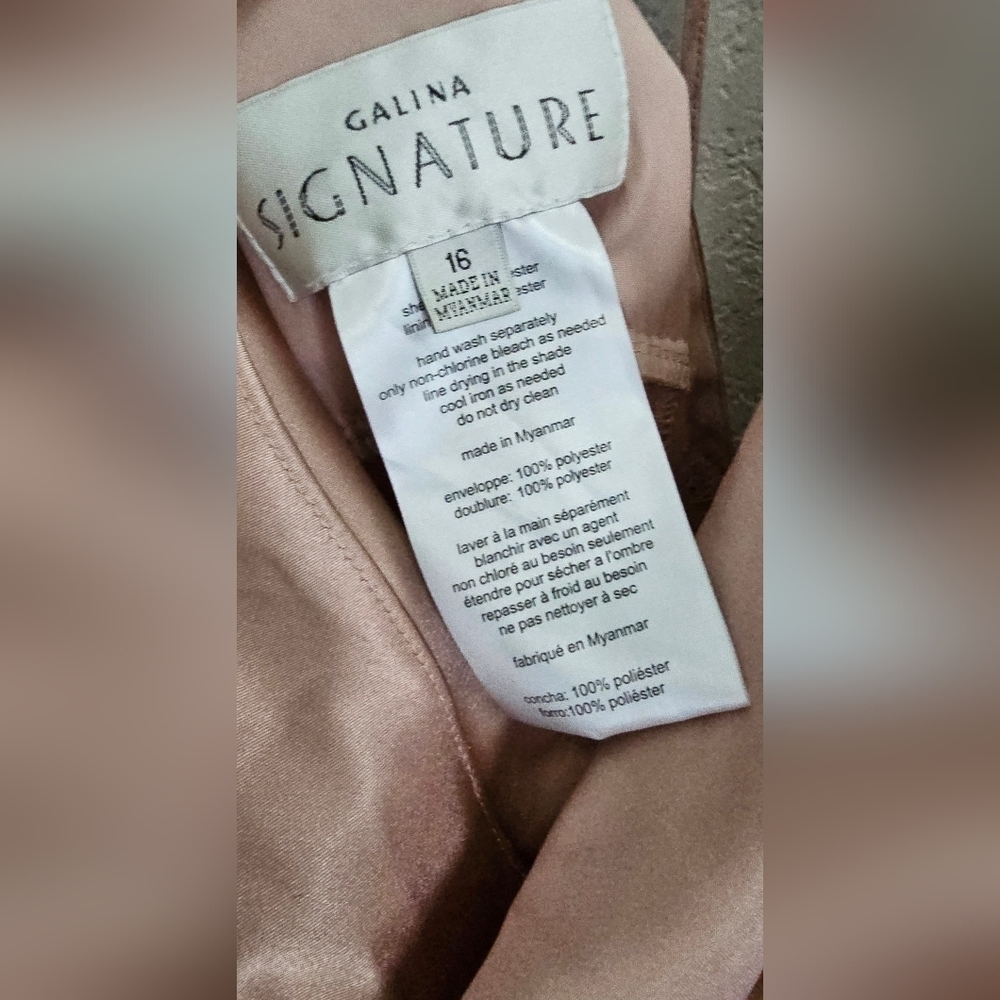 GALINA SIGNATURE CHARMEUSE COWL NECK SATIN DRESS COLOR SAND PALE PINK SZ 16 NEW - Picture 8 of 11